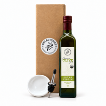 Load image into Gallery viewer, Delavignes Organic Extra Virgin Olive Oil Gift Box with dipping bowl and pour spout
