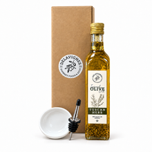 Load image into Gallery viewer, Delavignes Tuscan Herb Olive Oil Gift Box with dipping bowl and pour spout