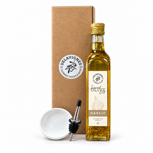Load image into Gallery viewer, Delavignes Garlic Infused Olive Oil Gift Box with dipping bowl and pour spout