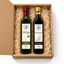 Load image into Gallery viewer, Organic olive oil and balsamic in open gift box