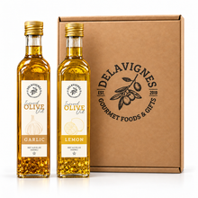 Load image into Gallery viewer, Dockside Dipper Gift Box with Garlic and Lemon olive oils